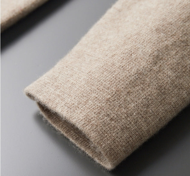 Men’s 100% Wool Cardigan – Casual Lapel Sweater for Winter
