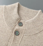 Men’s Half-High Collar Cashmere Wool Cardigan – Autumn/Winter Sweater Jacket