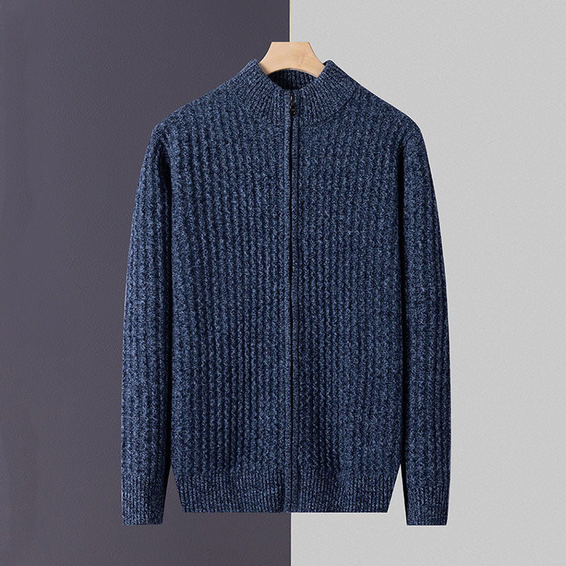 Men’s Cashmere Zipper Cardigan – Thick Warm Winter Sweater