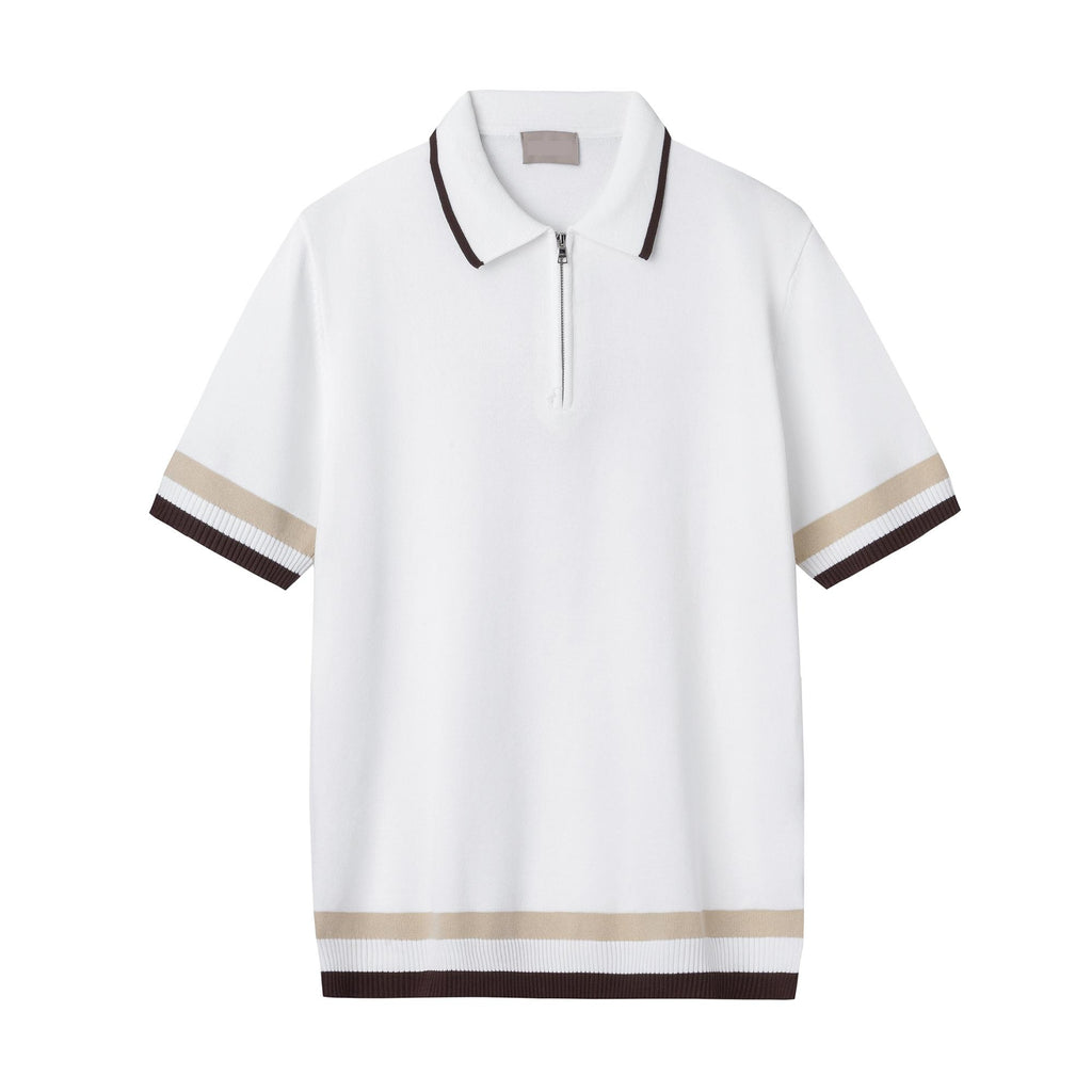 High-End Men’s Knitted Polo T-Shirt – Anti-Pilling Short Sleeve (WHITE)