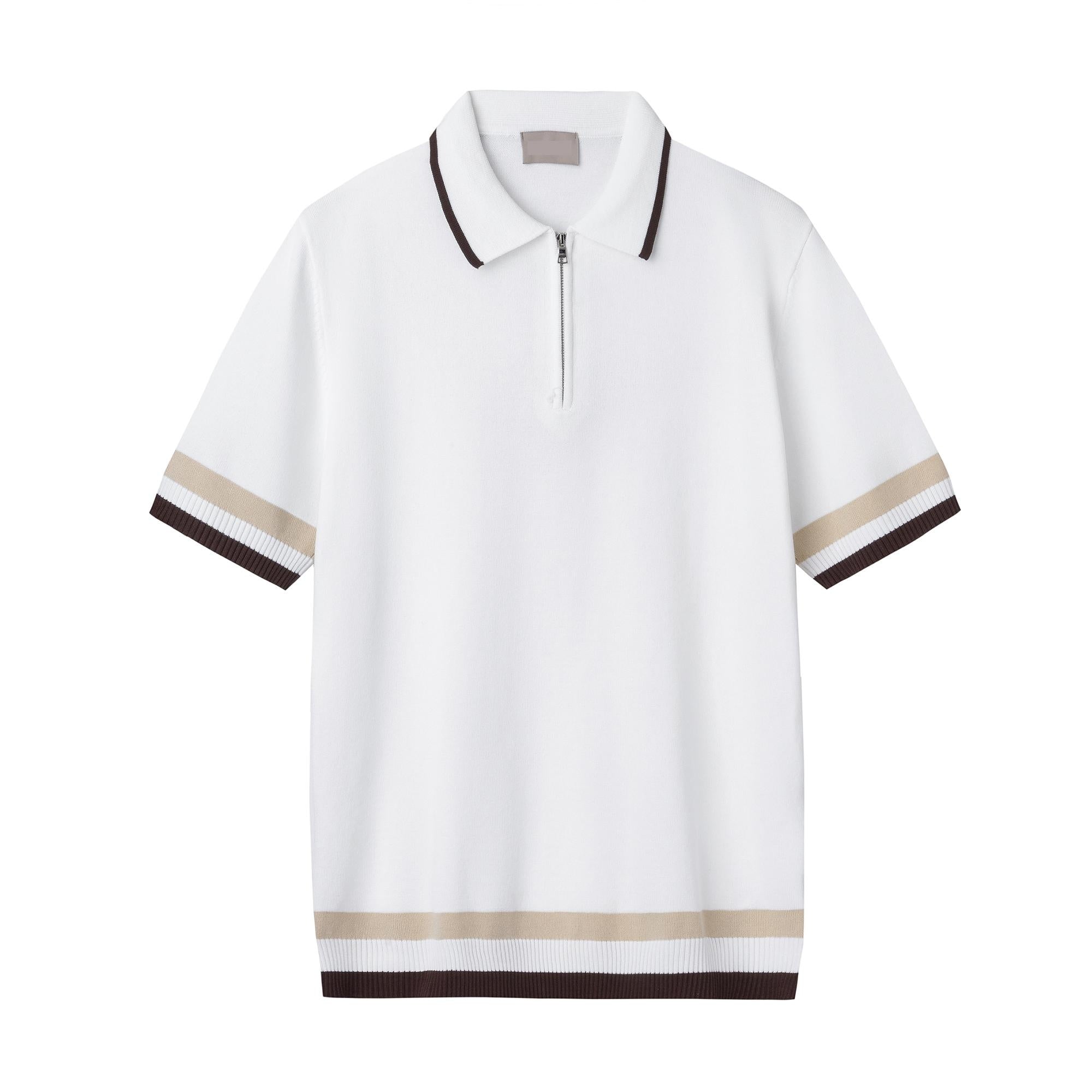 High-End Men’s Knitted Polo T-Shirt – Anti-Pilling Short Sleeve (WHITE)