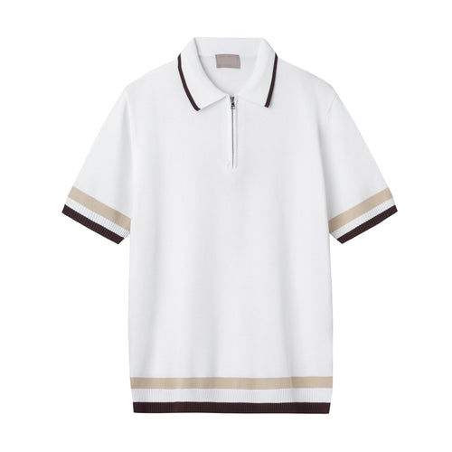 High-End Men’s Knitted Polo T-Shirt – Anti-Pilling Short Sleeve (WHITE)