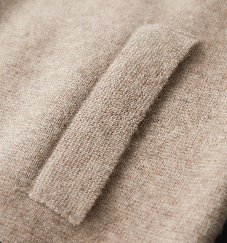 Men’s Wool Knit Zipper Cardigan – Long Sleeve Solid Sweater