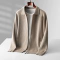 Men’s Wool Knit Zipper Cardigan – Long Sleeve Solid Sweater