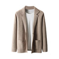 Men’s 100% Wool Cardigan – Casual Lapel Sweater for Winter