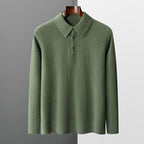 Men’s Long-Sleeve Cashmere Polo – Wool Sweater Pullover