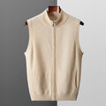 Men’s 100% Wool Vest – Thick O-Neck Zipper Waistcoat for Autumn/Winter