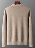 Men’s Wool Knit Zipper Cardigan – Long Sleeve Solid Sweater