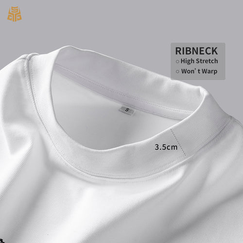 Men' Tshirt Plain Streetwear Oversized Rib Crewneck