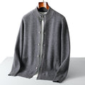 Men’s Half-High Collar Cashmere Wool Cardigan – Autumn/Winter Sweater Jacket (GREY)