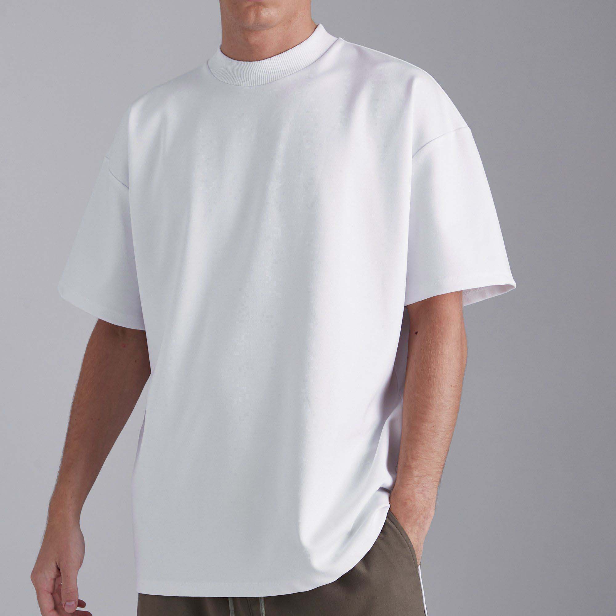 Men' Tshirt Plain Streetwear Oversized Rib Crewneck