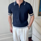 High-End Men’s Knitted Polo T-Shirt – Anti-Pilling Short Sleeve