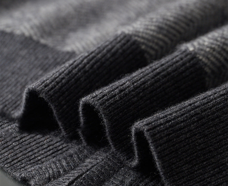 Men’s Wool Colorblock Zipper Cardigan – Soft Winter Knit Coat