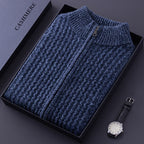 Men’s Cashmere Zipper Cardigan – Thick Warm Winter Sweater
