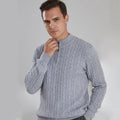 Men’s Cashmere Cable Knit Quarter-Zip Sweater – Thick Winter Knit