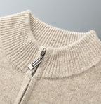 Men’s Cashmere Knit Zip Cardigan – High Neck Wool Jacket