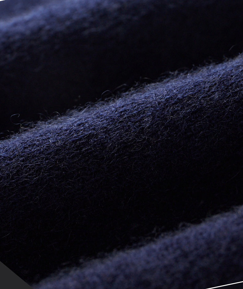 Men’s Cashmere Wool Colorblock Cardigan – Warm Soft Knit Jacket (DARK BLUE)
