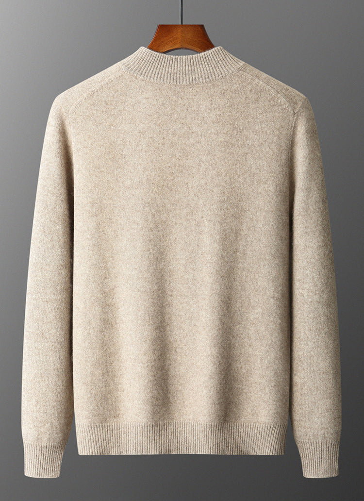 Men’s Cashmere Knit Zip Cardigan – High Neck Wool Jacket