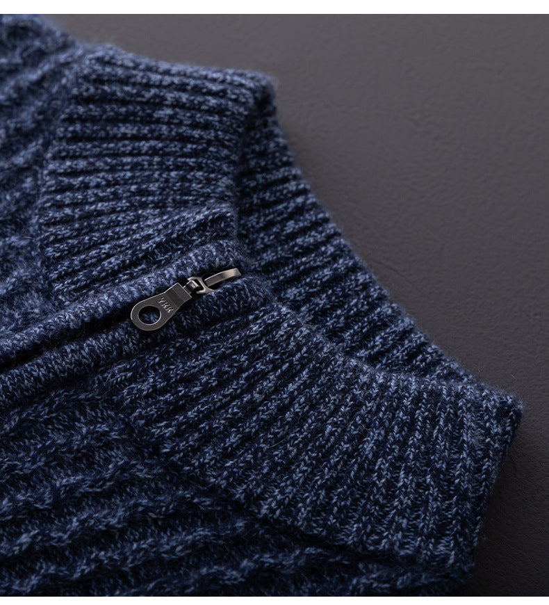 Men’s Cashmere Zipper Cardigan – Thick Warm Winter Sweater