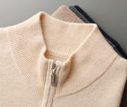 Men’s 100% Wool Vest – Thick O-Neck Zipper Waistcoat for Autumn/Winter