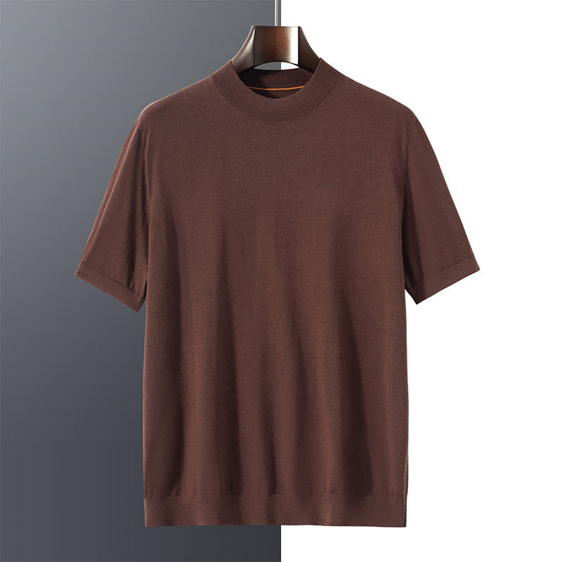 Men’s Cashmere Wool Short-Sleeve Crew Neck Sweater – Cozy Knit Pullover