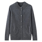 Men’s Half-High Collar Cashmere Wool Cardigan – Autumn/Winter Sweater Jacket (GREY)